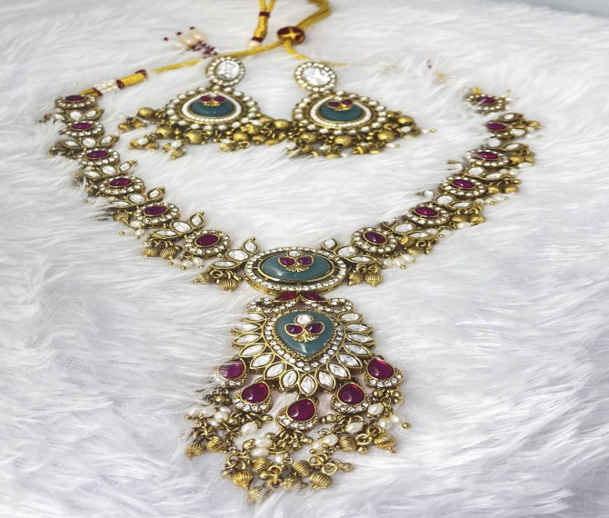 Majestic royal ruby emerald necklace set